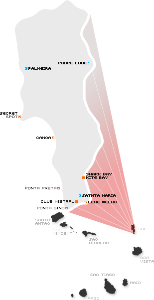 Mapa surf spotów na Sal
