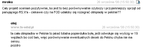 Przykład komentarza będącego odpowiedzią na inną wypowiedź